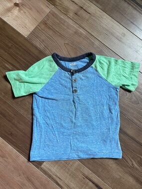 Old Navy Blue Body with Green Raglan Henley Tee